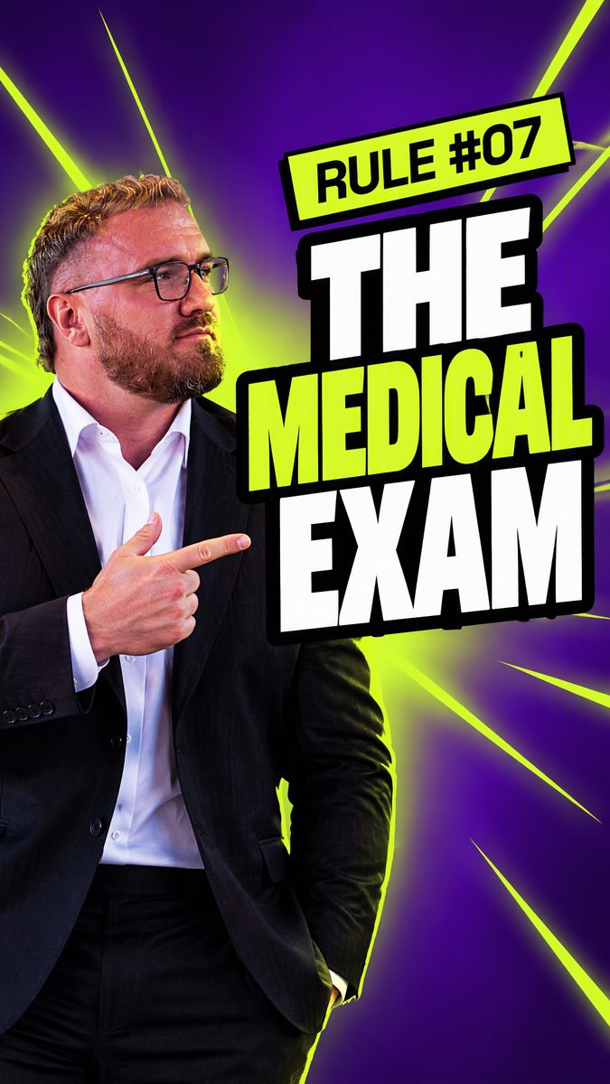 Cover reading THE MEDICAL EXAM in a three-line stack on violet.